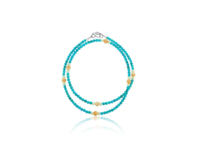 charm necklaces for women -Turquoise Coral and Pearl Necklace