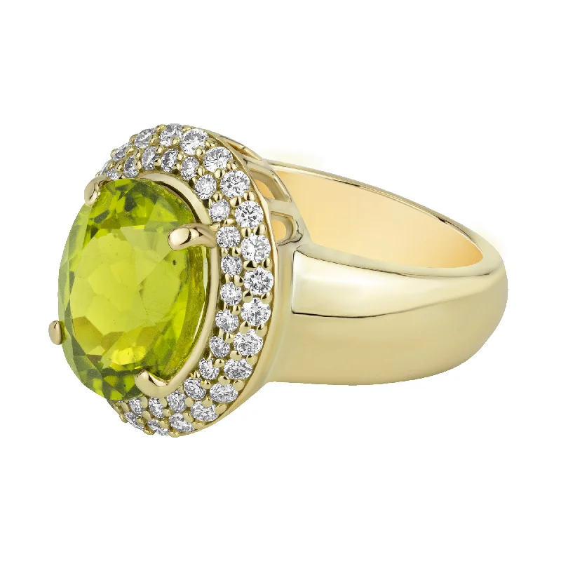 personalized engagement rings -Ring - Peridot And Diamond