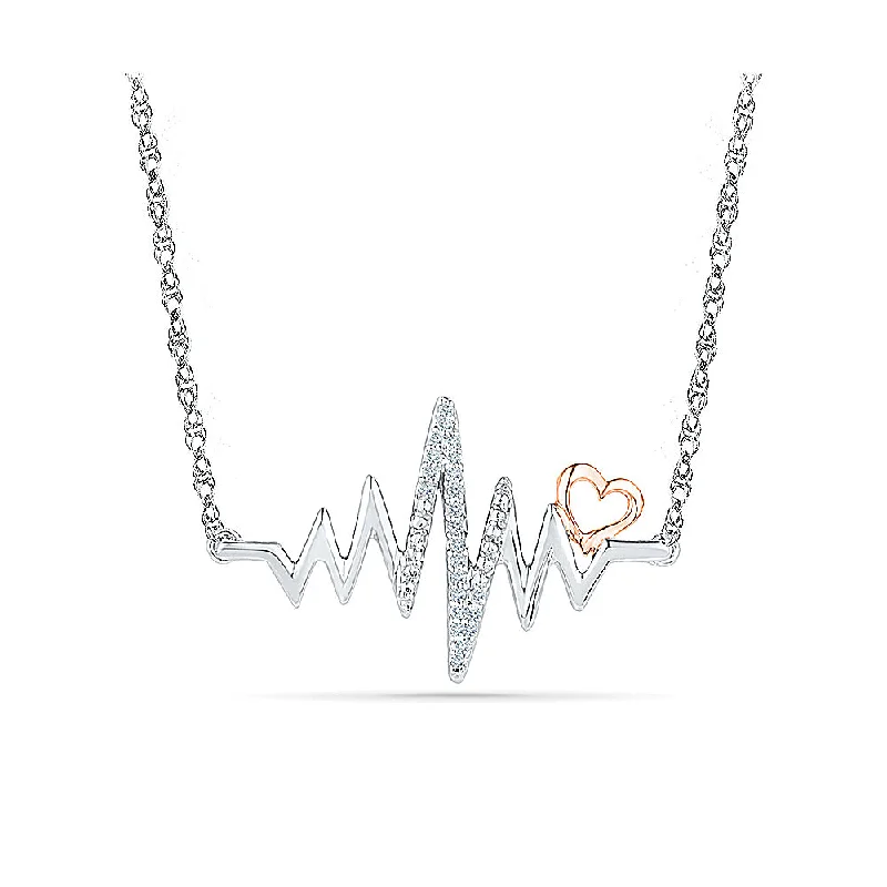 handmade gold necklaces for women -.06ctw Diamond EKG Heart Necklace