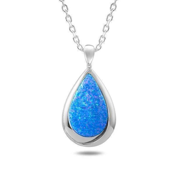 timeless necklaces for women -Sterling Silver Opal April Showers Teardrop Pendant Necklace by Alamea