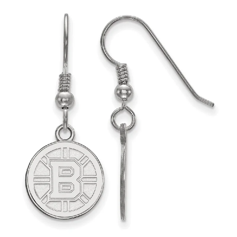 charm earrings for women -Sterling Silver NHL Boston Bruins Small Dangle Earrings