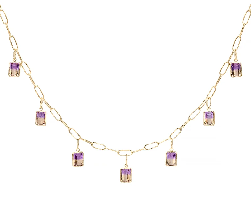 romantic gold necklaces for women -Ametrine Dangling Charm Necklace