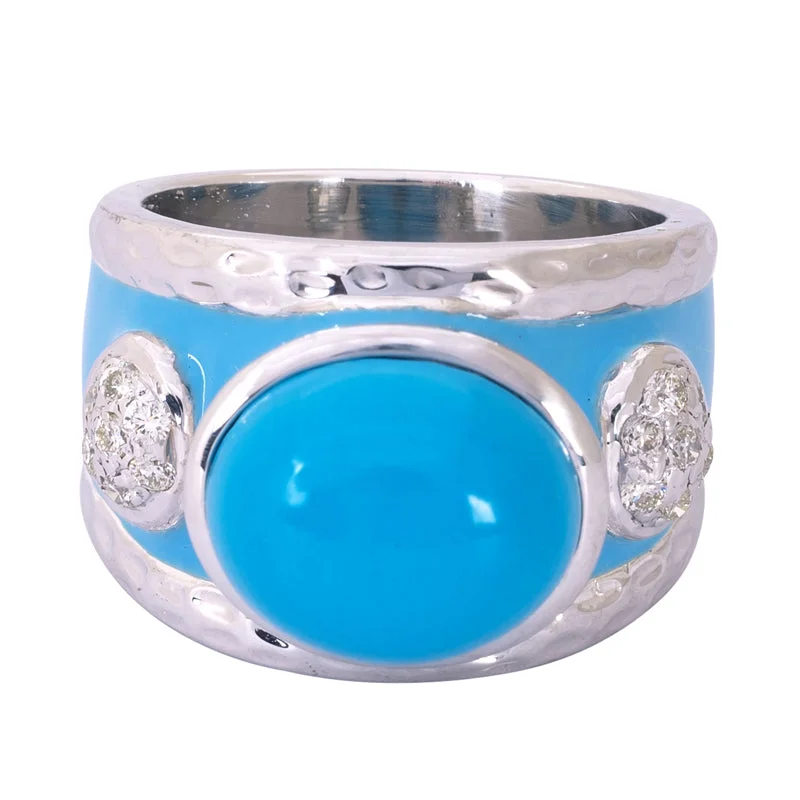 wedding sets for women -Ring- Turquoise and Diamond (Enamel)