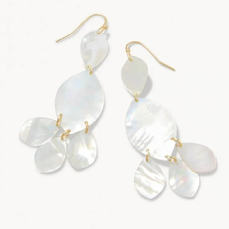 gold earrings with diamonds -Teardrop Chandelier Earrings - Mother of Pearl