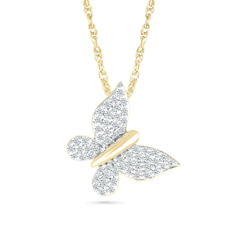 luxury diamond necklaces for women -Diamond Pave Butterfly Necklace