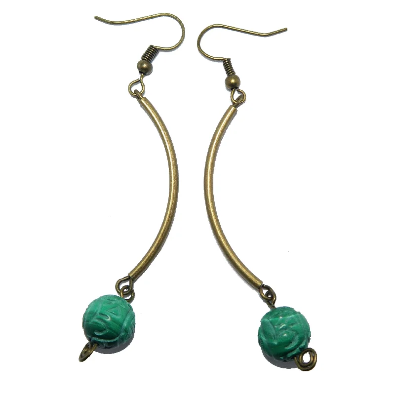 unique earrings for women -Malachite Earrings Green Emerald Isle Paradise Curves