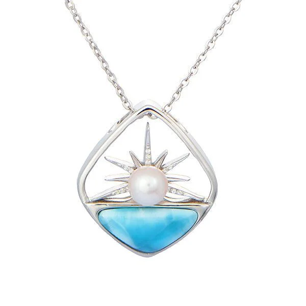 diamond necklaces for women -Larimar Breaking Dawn Pearl Pendant by Alamea