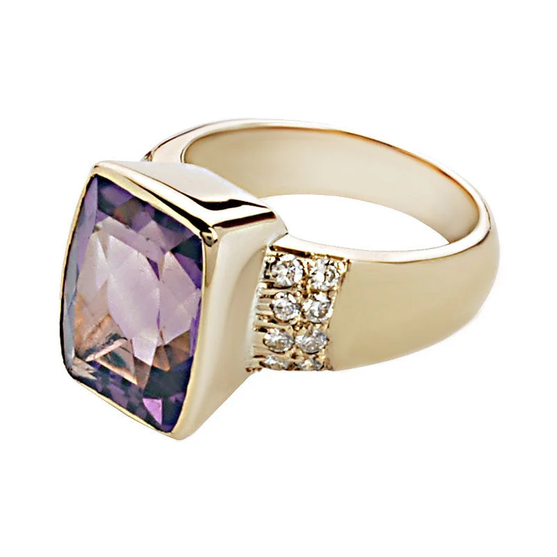 contemporary rings for women -Ring- Amethyst And Diamond