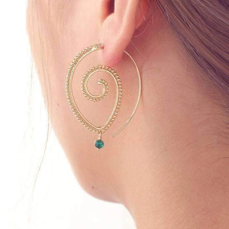 dazzling earrings for women -Enlightened Jewel Accented Spiral Hoop Earrings in Silver or Gold Tone