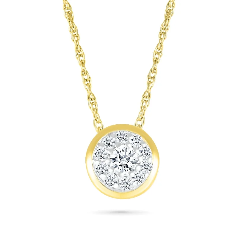 personalized gold necklaces for women -Round Diamond Illusion Necklace