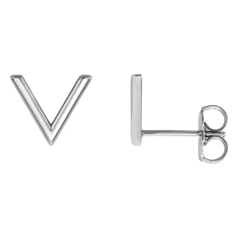 hoop earrings with diamonds -8 x 9mm (3/8 Inch) Polished Sterling Silver Small 'V' Post Earrings