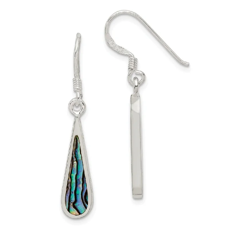 teardrop earrings for women -Abalone Teardrop Dangle Earrings in Sterling Silver