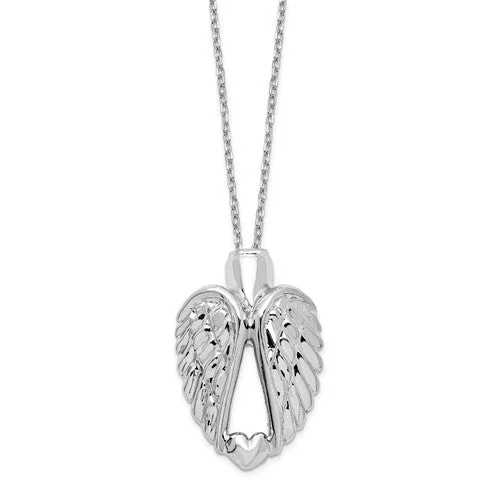 silver necklaces for women -Sterling Silver Angel Wings Ash Holder 18" Necklace