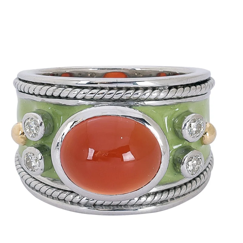 elegant engagement rings -Ring- Cornelian and Diamond (Enamel)