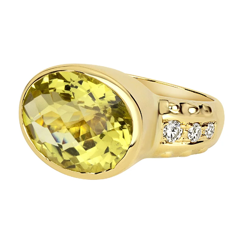 diamond rings for women -Ring - Lemon Quartz And Diamond