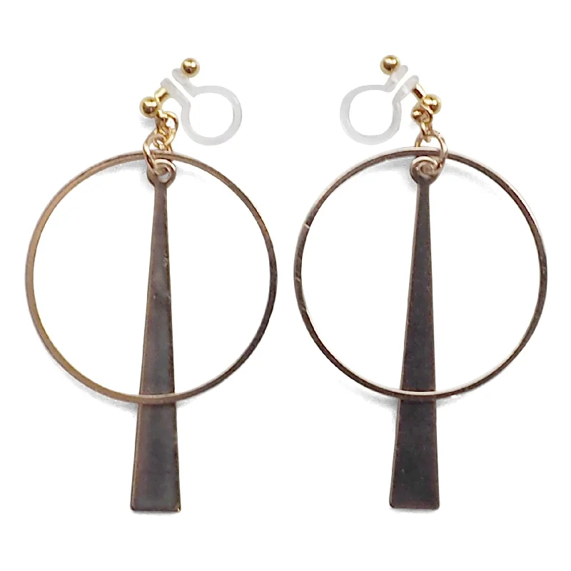 minimal earrings for women -Geometric gold hoop invisible clip on earrings