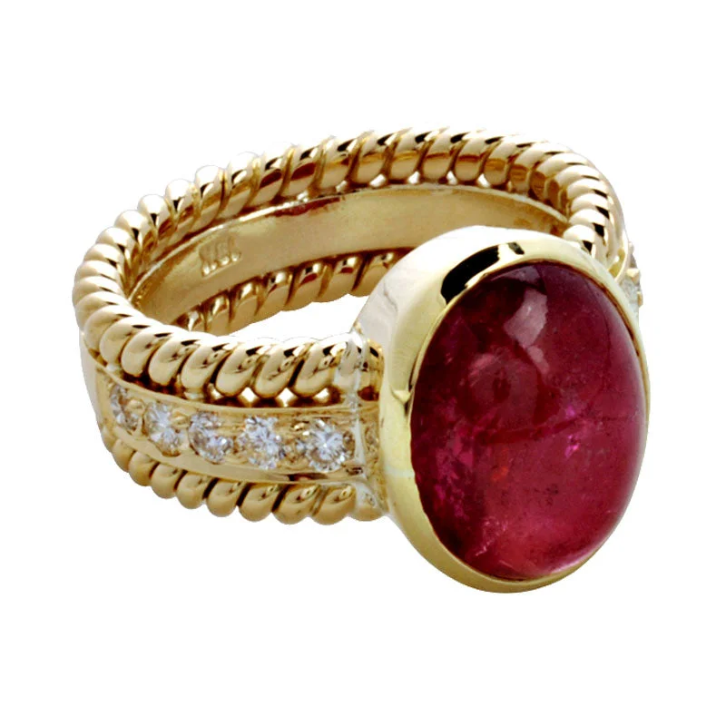 ruby rings for women -Ring-Rubellite and Diamond