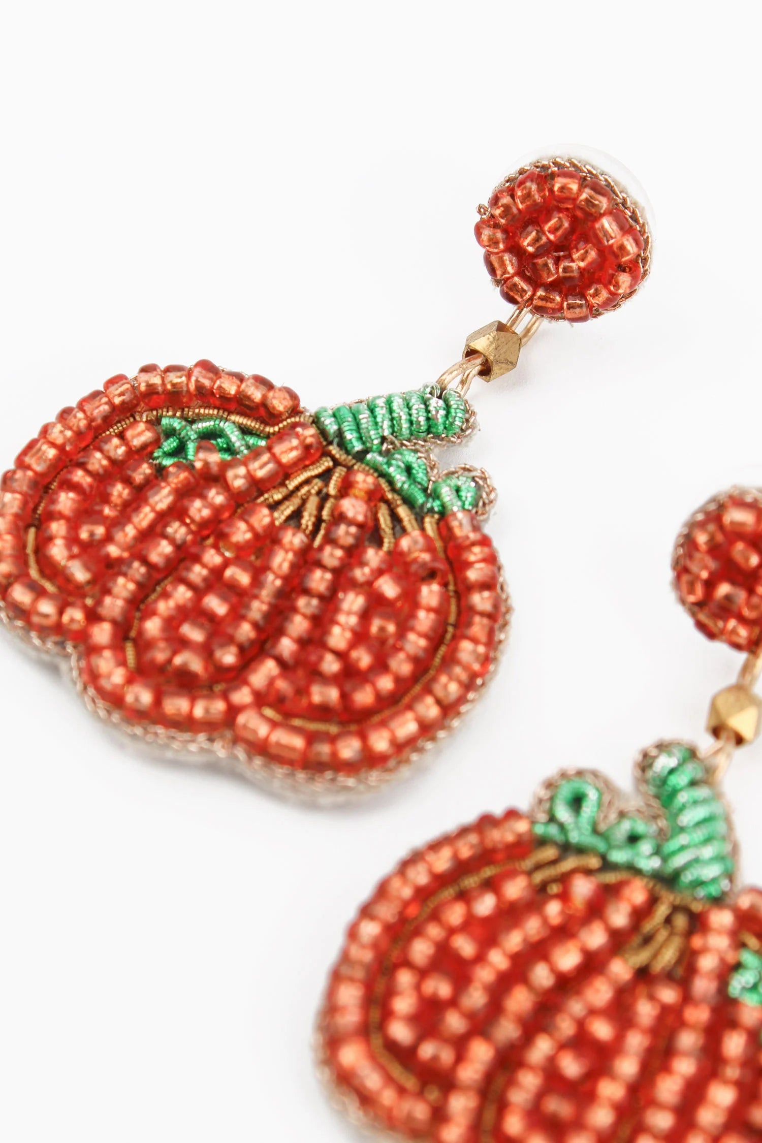 minimalist earrings for women -My Doris Beaded Pumpkin Earrings