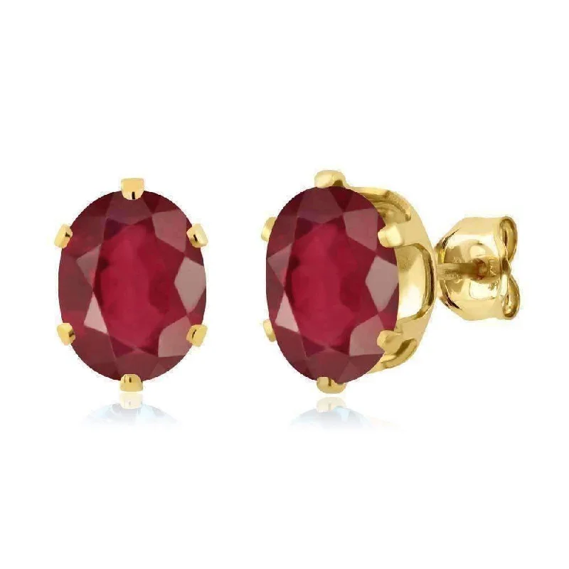 rose gold earrings for women -3CTW Natural African Red Ruby IOBI Precious Gems Stud Earrings