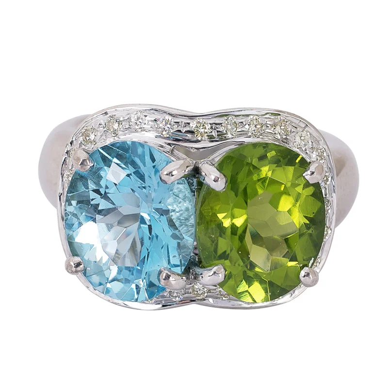 matching rings for couples -Ring- Blue Topaz, Peridot and Diamond