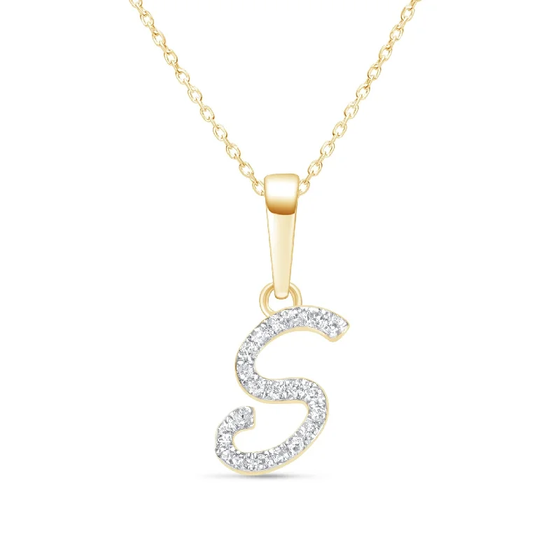 eco-friendly necklaces for women -Cursive Diamond Initial Necklace