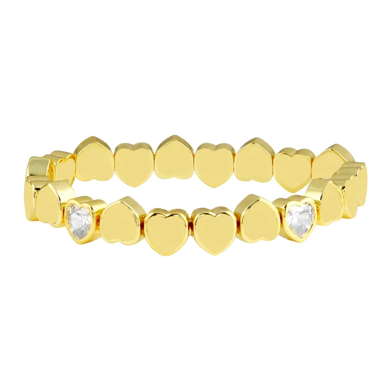 Solid Stretchy Heart Bezel Bracelet