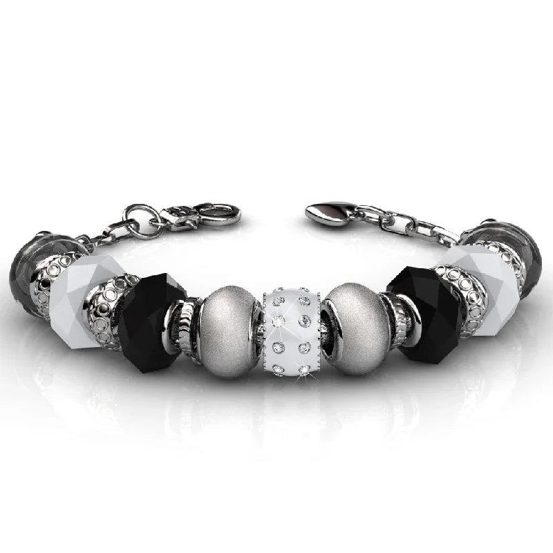 Aurora 18k White Gold Plated Beaded Bracelet with Swarovski Crystals