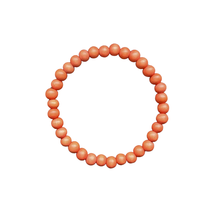 Bright Orange Wood 6mm Bracelet