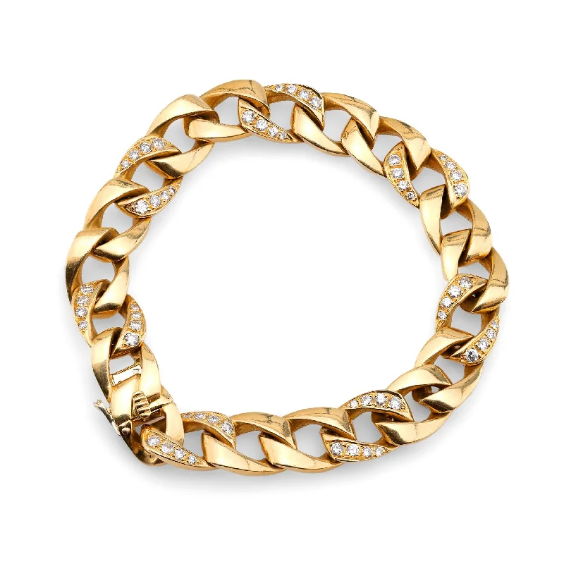 Cartier Paris diamond 18k yellow gold link chain bracelet