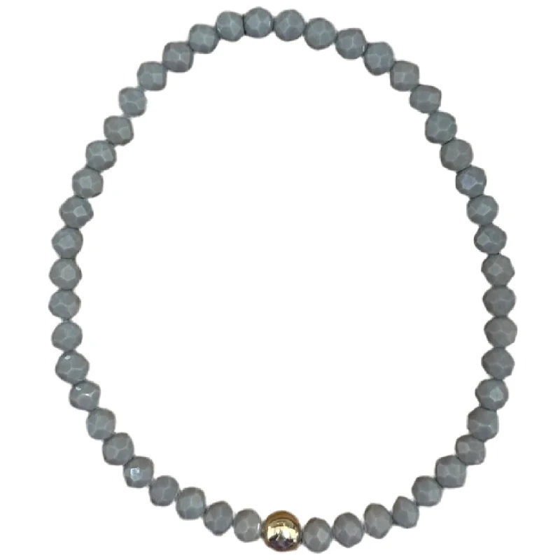 Pebble Grey Faceted Rondelle 4mm Bracelet