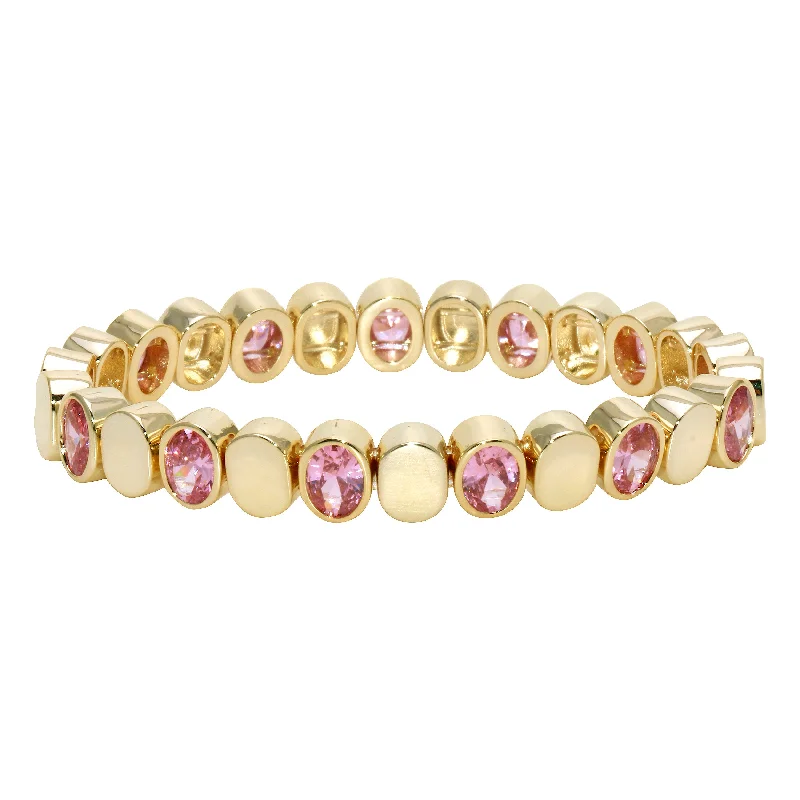 Pink Oval Stretchy Bracelet