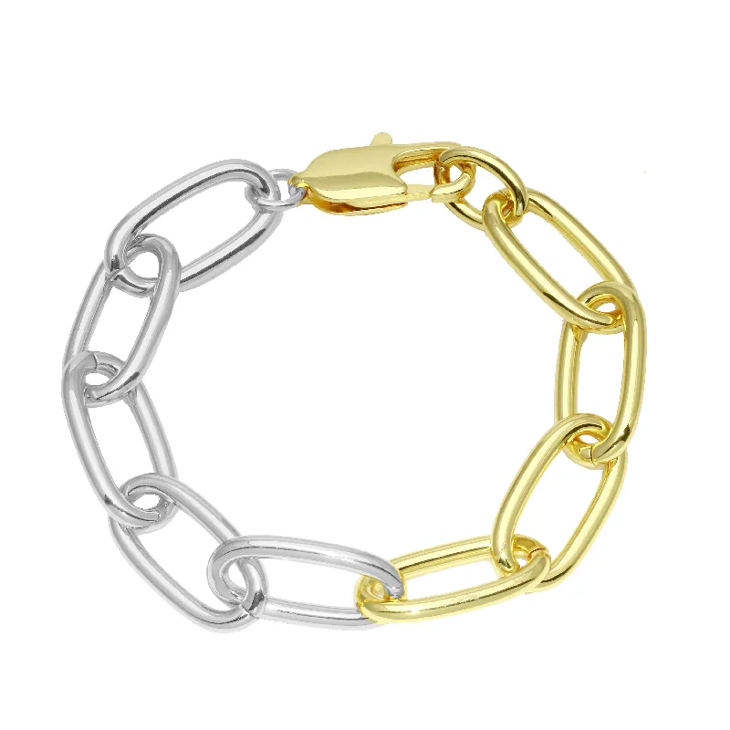 Chunky Two Tone Link Round Chain Bracelet