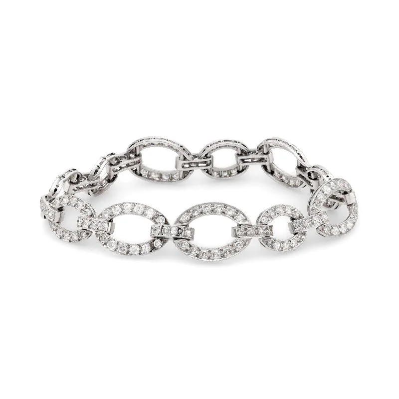 Art Deco 4.70 carat total weight diamond platinum link bracelet