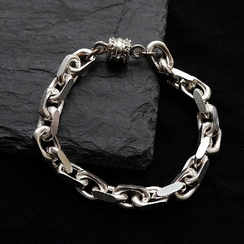 Luxury Brick Box Bracelet in Sterling Silver