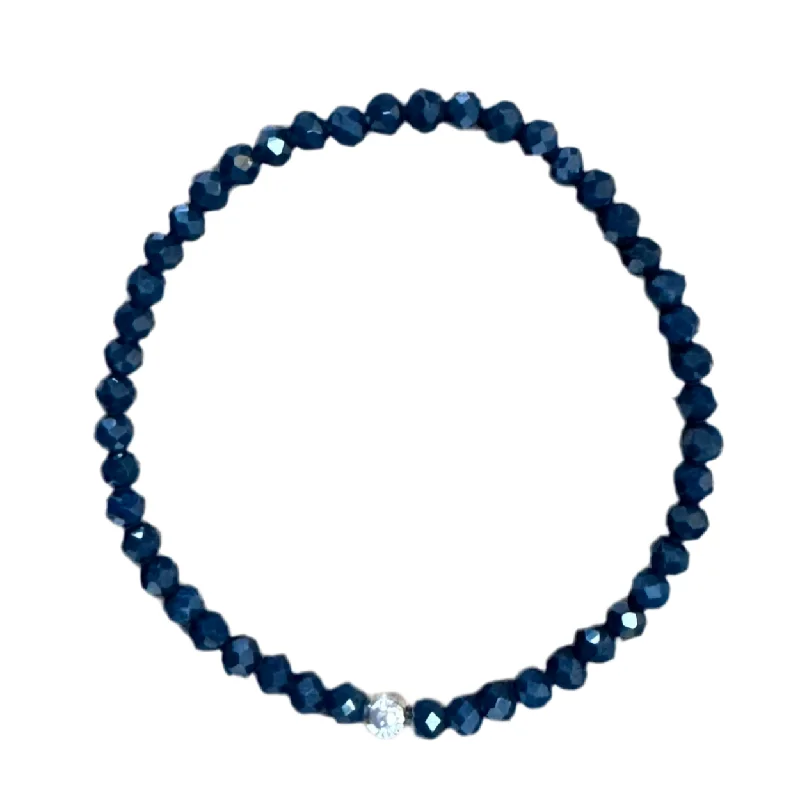 Warm Navy Faceted Rondelle 4mm Bracelet