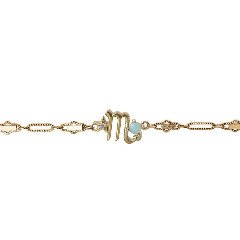 14K Scorpio Horoscope Birthstone Bracelet (Opal + Citrine)