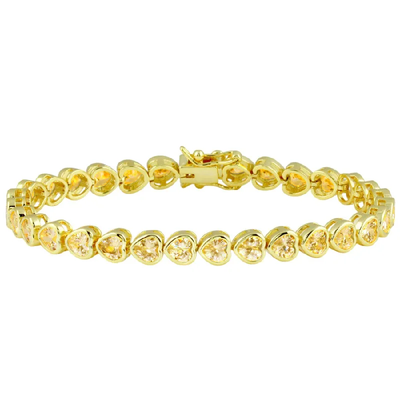 Yellow Bezel Heart Tennis Bracelet