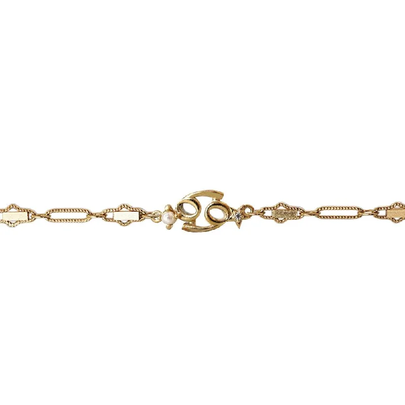 14K Cancer Horoscope Birthstone Bracelet (Pearl + Ruby)