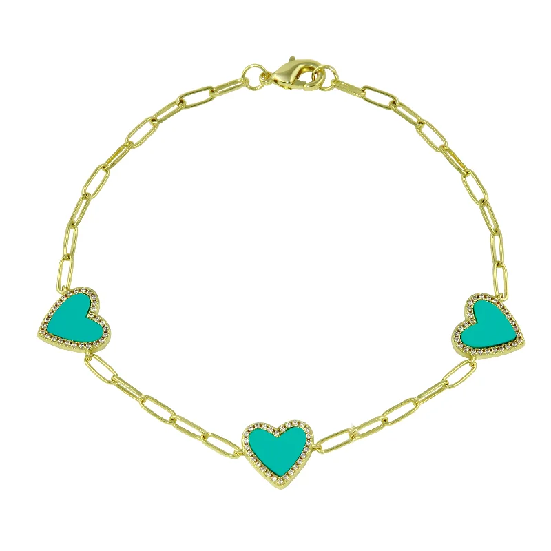 Paperclip Heart Stone Bracelet