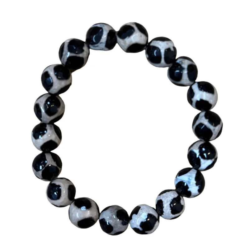 Black and Cream Giraffe Agate 10mm Bracelet