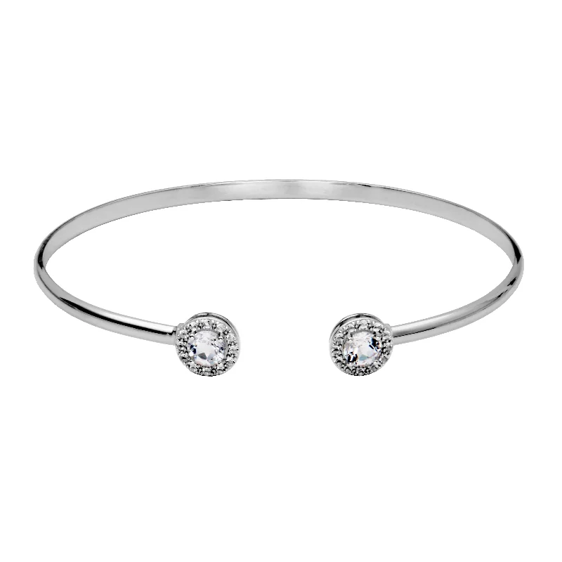 Sterling Silver White Topaz Cuff Bracelet