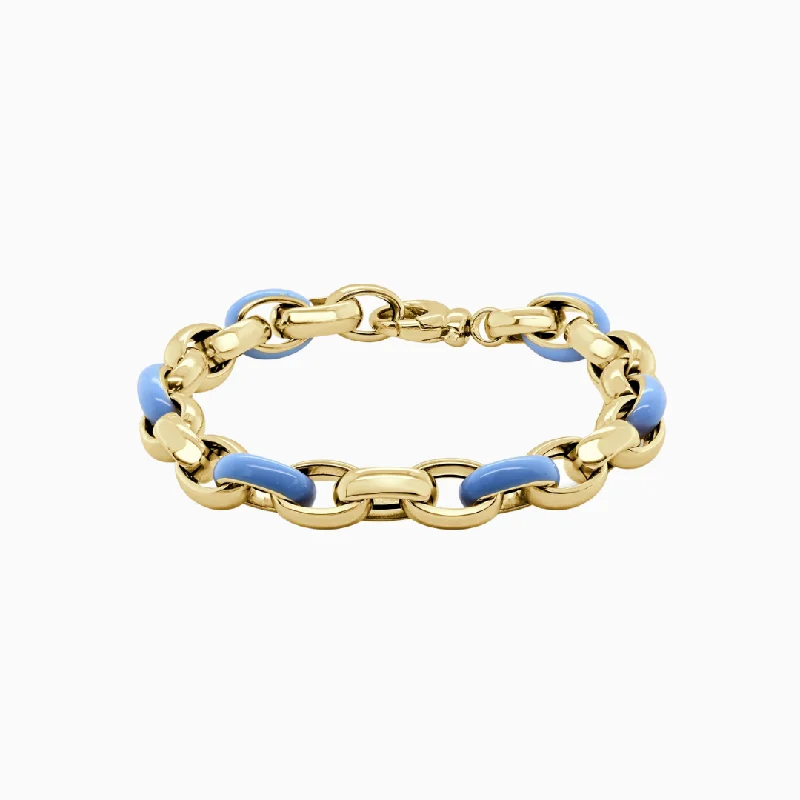 Gold & Blue Enamel Link Bracelet