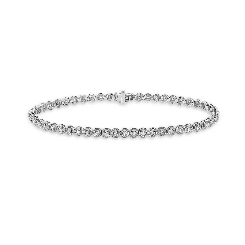 Diamond Tennis Bracelet Bezel Multigrain (1.00 ct.) 1.75 mm 4-Prongs Setting in 14K Gold