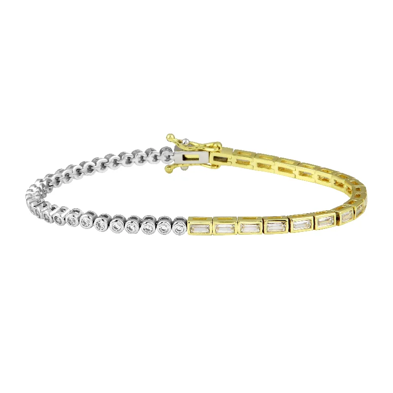 Half Two Tone Bezel Tennis Bracelet