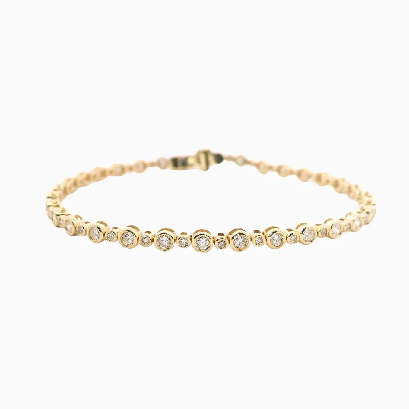 Alternating Bezel-Set Diamond Tennis Bracelet