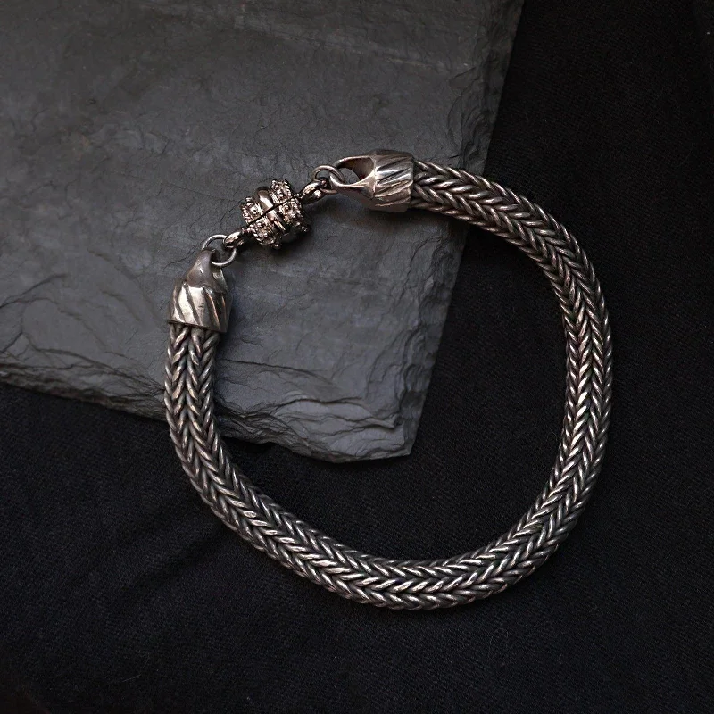 Woven Chain Bracelet in Sterling Silver, 8mm