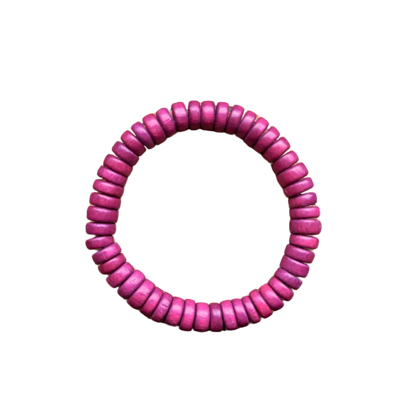 Magenta Wood Rondelle 8mm Bracelet