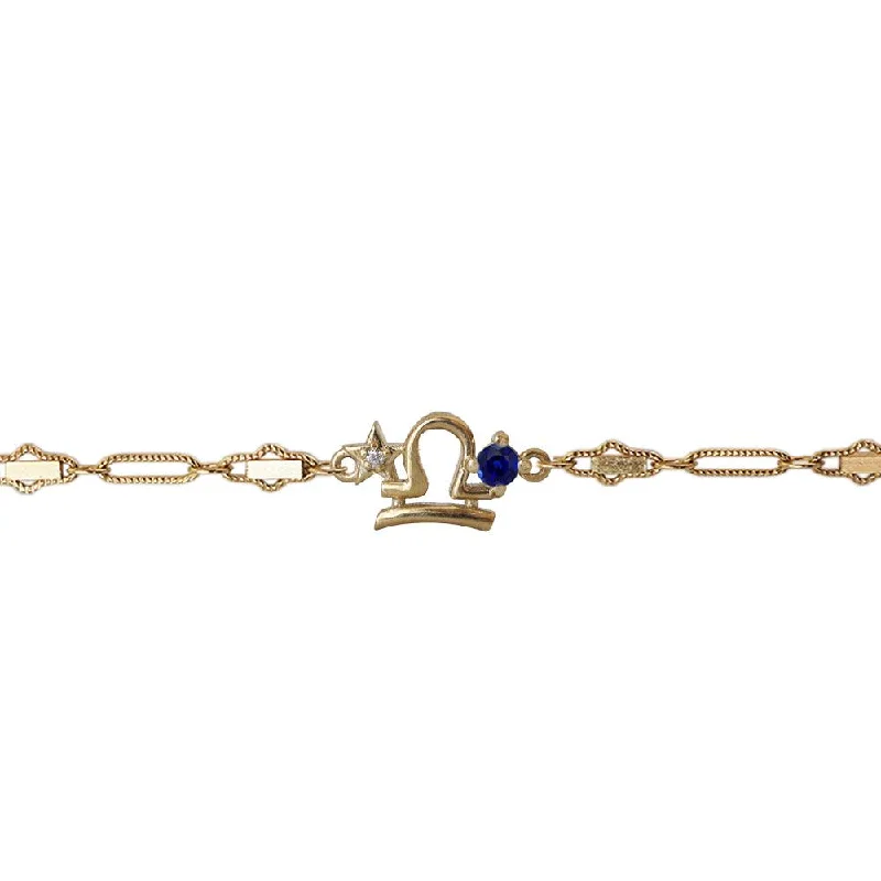 14K Libra Horoscope Birthstone Bracelet (Sapphire + Opal)