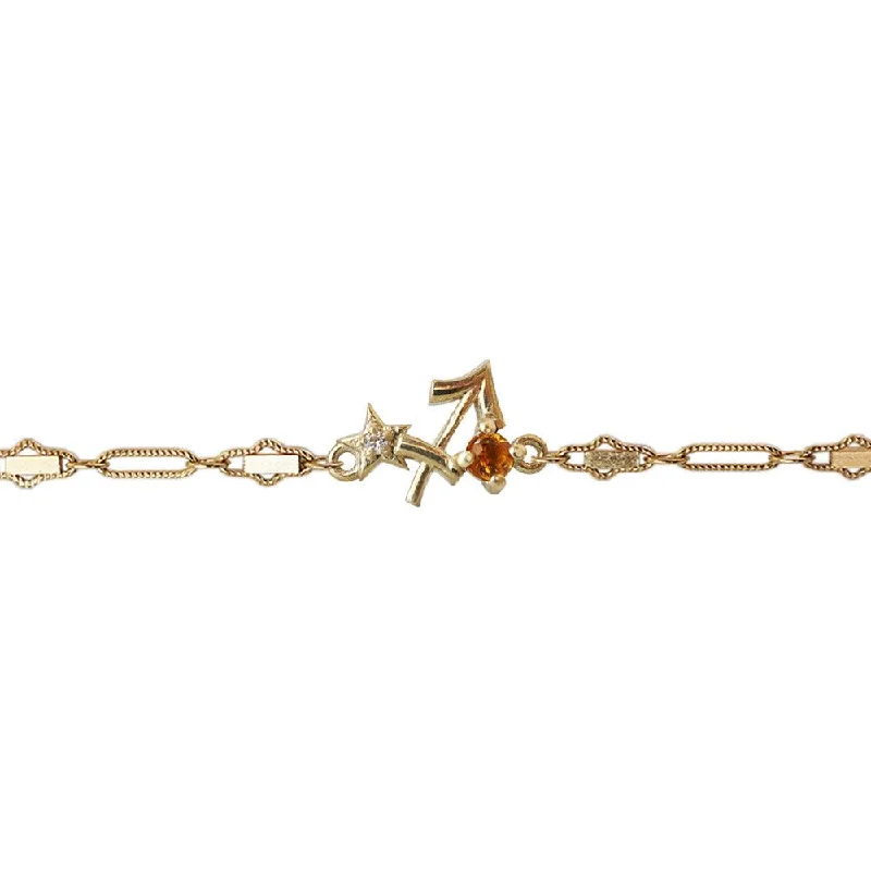 14K Sagittarius Horoscope Birthstone Bracelet (Citrine + Blue Topaz)