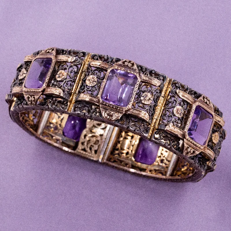 Ornate Amethyst Panel Bracelet c1870